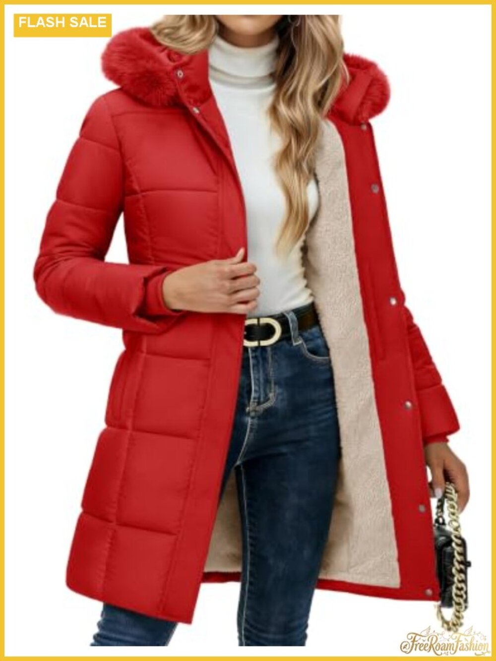 Women's Long Winter Down Coat Fleece Lined Puffer Jacket